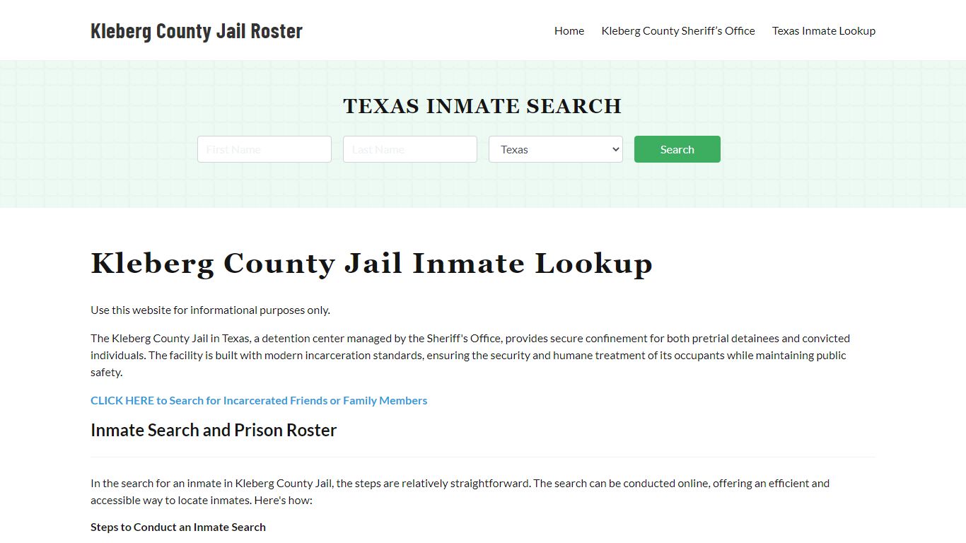 Kleberg County Jail Roster Lookup, TX, Inmate Search