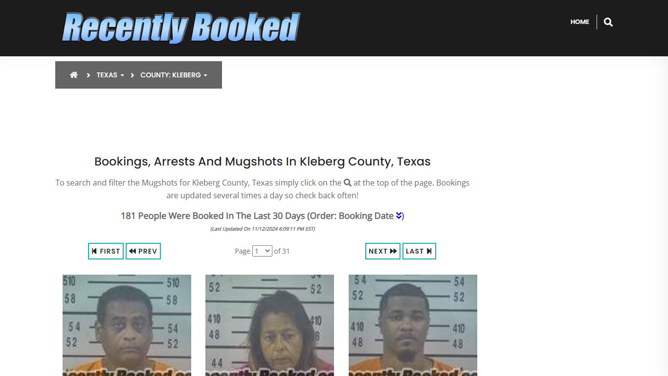 Bookings, Arrests and Mugshots in Kleberg County, Texas - Recently Booked