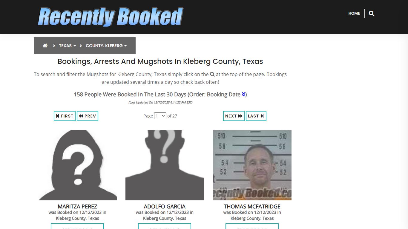 Recent bookings, Arrests, Mugshots in Kleberg County, Texas
